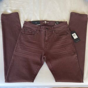 7 for all mankind skinny burgundy color. Soft and stretchy for comfort.